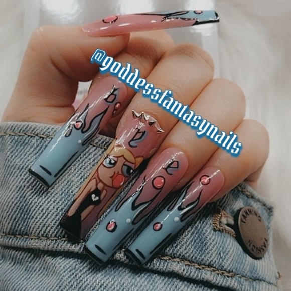 Bubbles 'bye' Comic Book Press On Nails - Picture 1 of 2